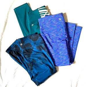 3 Lot Mixed Lululemon Inky Black Athleta Leggings Fabletics Leggings Bundle